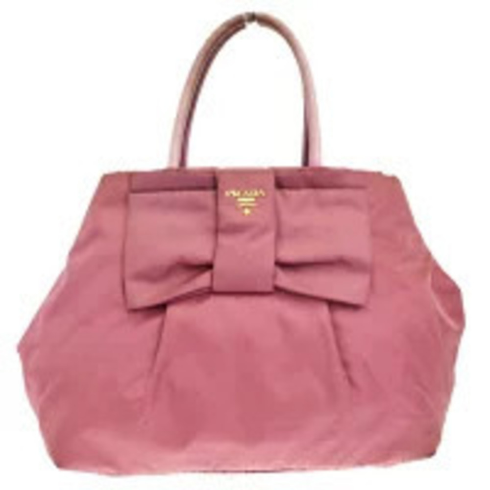 Prada Handbag Ribbon Pink Leather